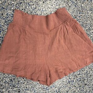 Women's Mauve smocked high-waist wide-leg shorts